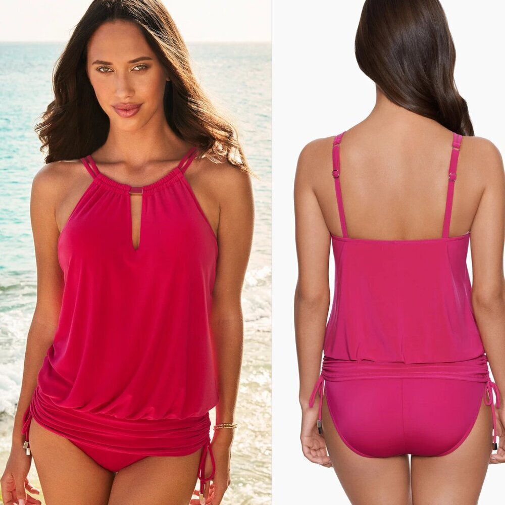 New! MagicSuit Pink One Piece blouson tummy covering Swimsuit 35132